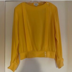 Christian Dior Vibrant Yellow Long Sleeve Blouse